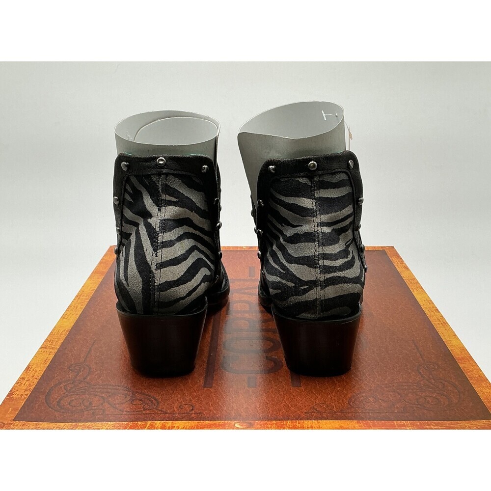 Corral Boots Womens 5.5 Gray Zebra Print Studded Block Heel Ankle Bootie ebay250 - Picture 4 of 6